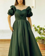 Load image into Gallery viewer, Short Sleeve Satin Ankle Length Dress