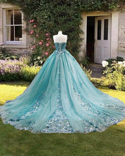 Load image into Gallery viewer, Ball Gown Tulle Strapless 3D Flowers Dress