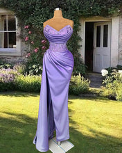 Load image into Gallery viewer, Mermaid Lace Apppliques Corset Split Satin Dress