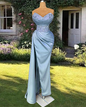 Load image into Gallery viewer, Blue Mermaid Appliques Corset Dress