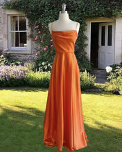 Load image into Gallery viewer, Simple Spaghetti Straps Cowl Neck Satin Dress