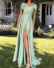 Load image into Gallery viewer, Sage Green Satin Formal Dress