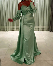 Load image into Gallery viewer, Mermaid Sage Satin Formal Dress