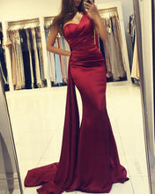 Load image into Gallery viewer, Burgundy Prom Dresses One Shoulder