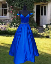 Load image into Gallery viewer, Royal Blue Satin Ball Gown Dress