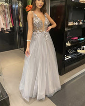 Load image into Gallery viewer, Silver Evening Dresses