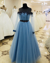 Load image into Gallery viewer, Light Blue Prom Dresses Long Sleeves