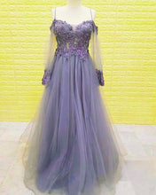 Load image into Gallery viewer, Tulle Formal Dresses Lace Appliques Cold Shoulder
