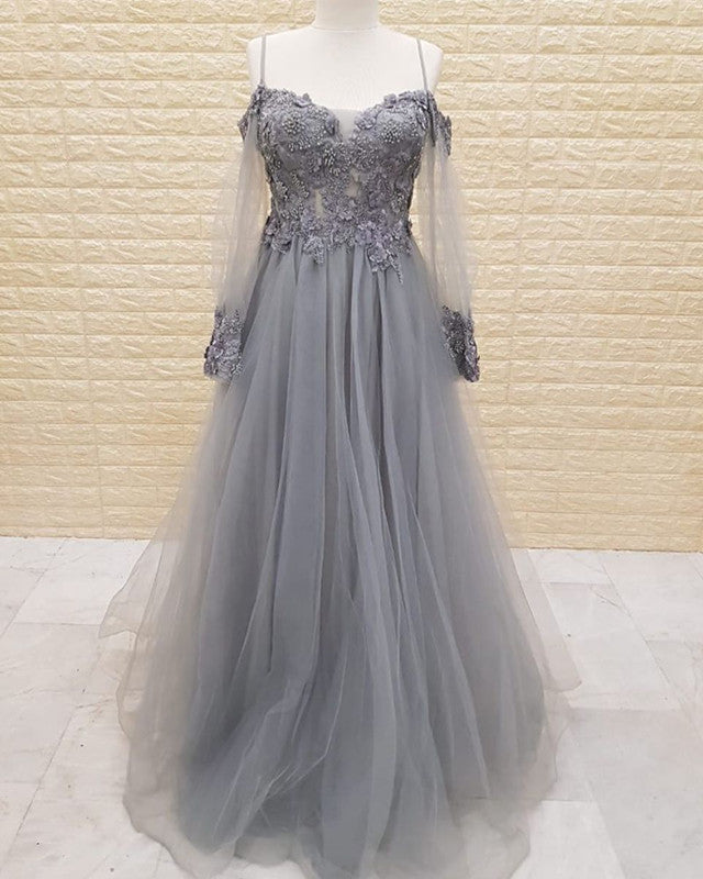 Tulle Formal Dresses Lace Appliques Cold Shoulder Tulle Formal Dresses Lace Appliques Cold Shoulder
