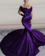 Load image into Gallery viewer, Purple Mermaid Prom Dresses 2021