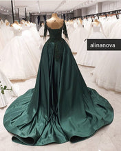 Load image into Gallery viewer, Long Sleeves Mermaid Prom Dresses Sweep Train Lace Beaded