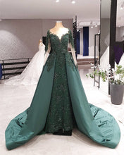 Load image into Gallery viewer, Long Sleeves Mermaid Prom Dresses Sweep Train Lace Beaded-alinanova
