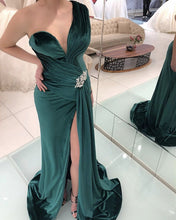 Load image into Gallery viewer, Mermaid Velvet Prom Dresses One Shoulder Side Split-alinanova
