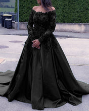 Load image into Gallery viewer, A-line /Princess Long Sleeves Prom Dresses Lace Beaded Off The Shoulder