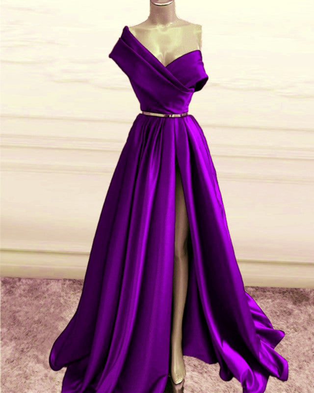 Sexy Long Satin Split Formal Dresses One Shoulder Sexy Long Satin Split Formal Dresses One Shoulder