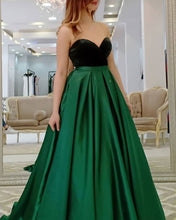 Load image into Gallery viewer, Velvet Sweetheart Prom Dresses Satin Empire Waist