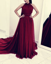Load image into Gallery viewer, Long Chiffon Halter Prom Evening Dresses With Cape-alinanova