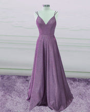 Load image into Gallery viewer, A-line /Princess Prom Dresses Glitter V Neck Spaghetti Straps-alinanova