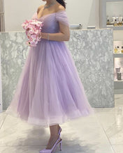 Load image into Gallery viewer, Elegant Tulle Midi Prom Dresses Off The Shoulder