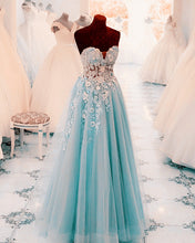 Load image into Gallery viewer, Tulle Sweetheart Prom Long Dresses With 3D Flowers