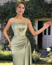 Load image into Gallery viewer, Mermaid Spaghetti Straps Satin Gown