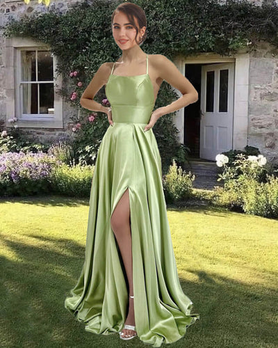 Sage Green Satin Gown