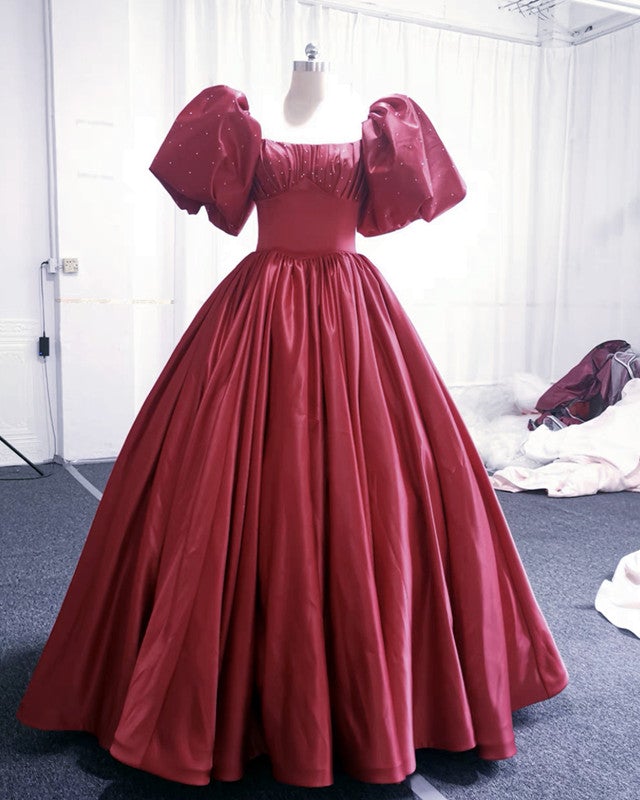 Puffy Sleeves Ball Gown Satin Dresses Puffy Sleeves Ball Gown Satin Dresses