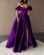 Load image into Gallery viewer, Purple Prom Dresses Off The Shoulder
