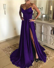 Load image into Gallery viewer, Purple Bridesmaid Dresses Satin