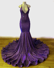 Load image into Gallery viewer, Purple Mermaid Iridescent Prom Dress