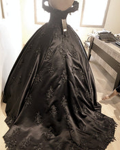 Load image into Gallery viewer, Gorgeous Ball Gown Off-Shoulder Lace Beaded Satin Dress