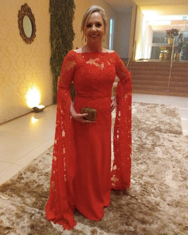Modest Cape Sleeves Mermaid Evening Dress For Mother Of The Bride alinanova Modest Cape Sleeves Mermaid Evening Dress For Mother Of The Bride alinanova