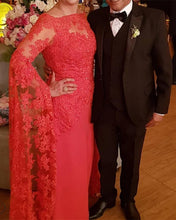 Load image into Gallery viewer, Modest Cape Sleeves Mermaid Evening Dress For Mother Of The Bride