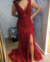 Load image into Gallery viewer, Red Lace Mermaid Prom Dresses 2020
