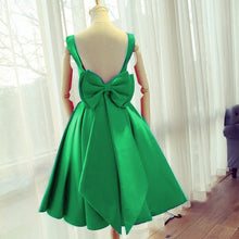Load image into Gallery viewer, Red Satin Bow Back Party Dresses