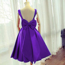 Load image into Gallery viewer, Red Satin Bow Back Party Dresses