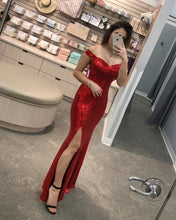 Load image into Gallery viewer, Red Sequin Prom Dresses 2020