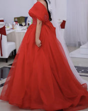 Load image into Gallery viewer, Red Tulle Wedding Dresses One Shoulder