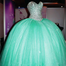Load image into Gallery viewer, Rhinestone Beaded Sweetheart Ice Organza Quinceanera Dresses Ball Gowns