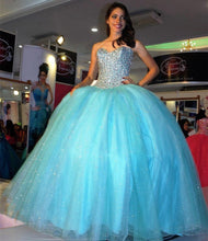 Load image into Gallery viewer, Rhinestone Beaded Sweetheart Ice Organza Quinceanera Dresses Ball Gowns