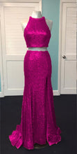 Load image into Gallery viewer, Rose Gold Sequin Two Piece Prom Dresses