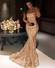 Load image into Gallery viewer, Rose Gold Mermaid Bridesmaid Dresses