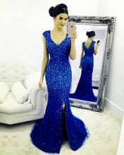 Load image into Gallery viewer, Royal Blue Crystal Mermaid Dresses
