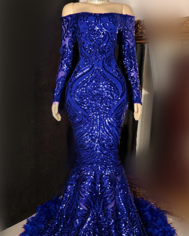Off The Shoulder Mermaid Sparkly Dresses  alinanova