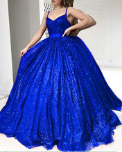Load image into Gallery viewer, Royal Blue Prom Dresses Sparkly
