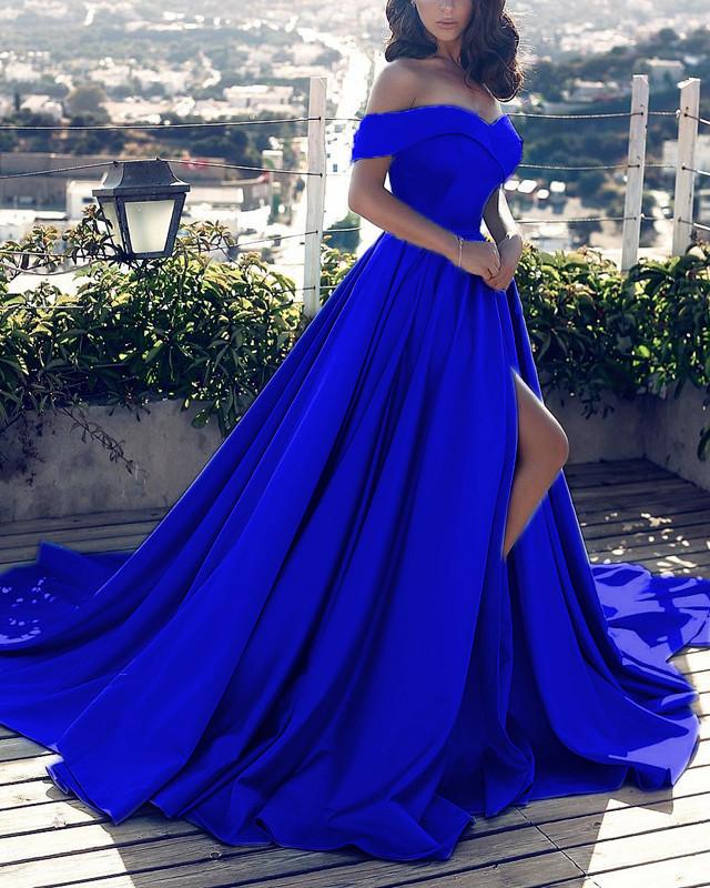 Beautiful Royal Blue Cinderella Girls Pageant Dresses Off-Shoulder