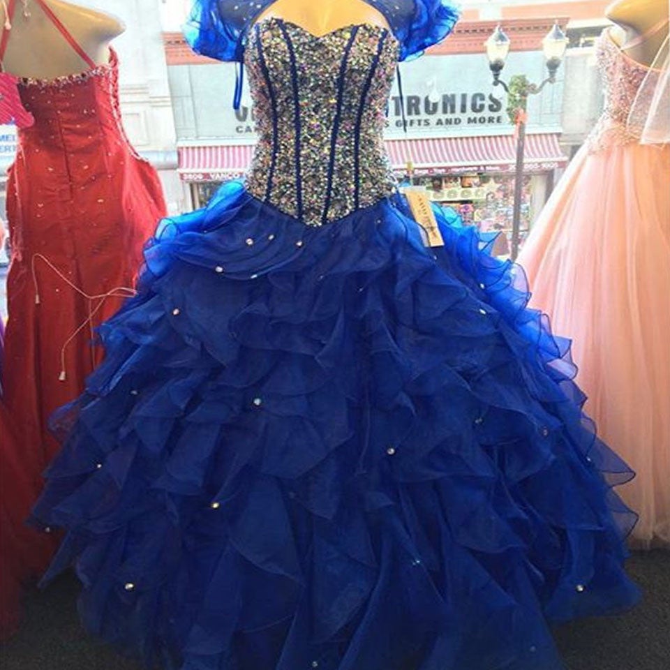Royal Blue Quinceanera Dresses Crystal Beaded Ball Gown Royal Blue Quinceanera Dresses Crystal Beaded Ball Gown