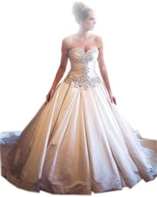 Load image into Gallery viewer, Royal Style Ivory Taffeta Sweetheart Wedding Dresses Ball Gowns