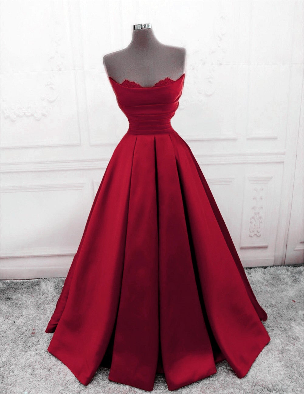 strapless open back dress Ruched Satin Strapless Ball Gown Floor Length Dresses – alinanova