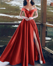 Load image into Gallery viewer, Rust Bridesmaid Dresses Satin